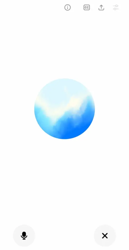 ChatGPTスマホアプリのトーク画面(音声待機中/会話準備状態)